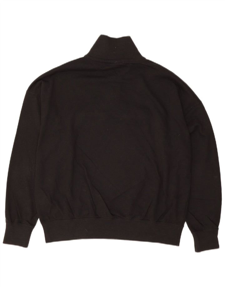 CHAMPION Womens Graphic Zip Neck Sweatshirt Jumper UK 10 Small Black