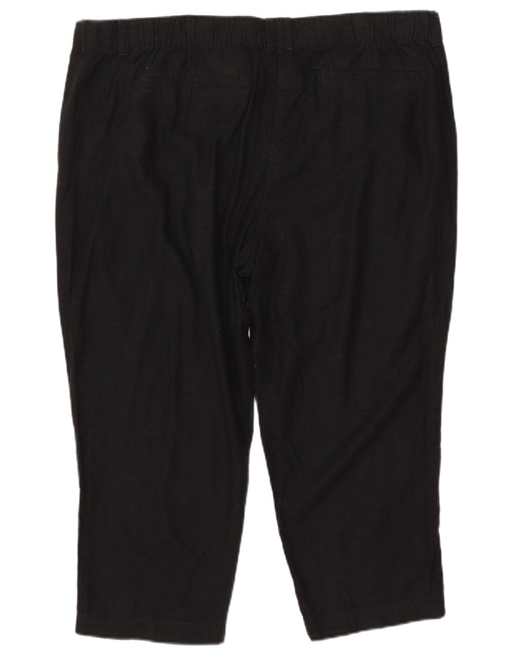 Pantaloni Capri slim da donna Marks & Spencer UK 20 2XL W40 L22 Lino nero
