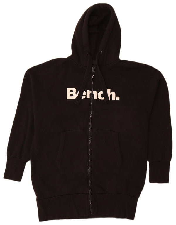 Maglione con cappuccio e zip grafica da donna Bench UK 12 Cotone nero medio