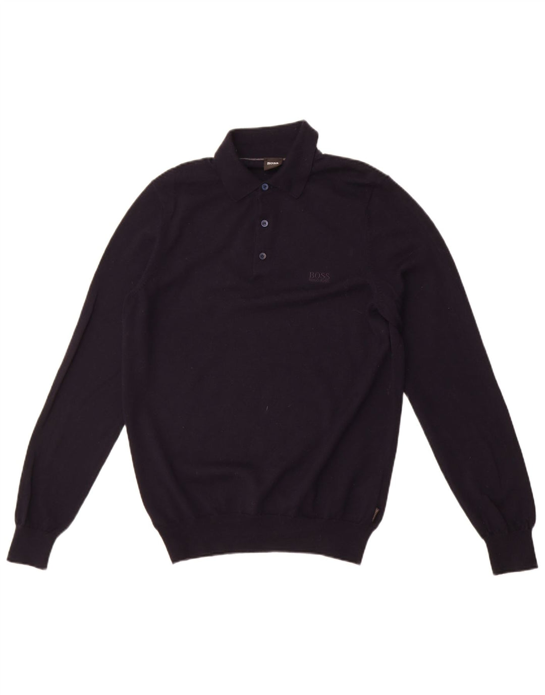 Hugo Boss Maglione da uomo con collo a polo piccolo in lana blu navy