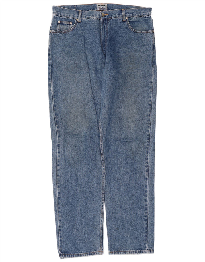 Jeans dritti da uomo vintage W38 L34 in cotone blu