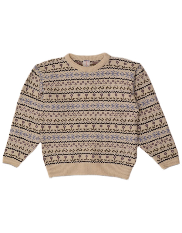 Topshop Maglione da donna con scollo a barchetta UK 12 Medio Off White Fair Isle