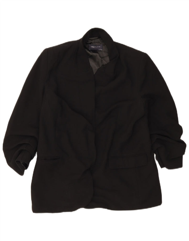 Giacca blazer aperta da donna Marks & Spencer UK 14 grande poliestere nero