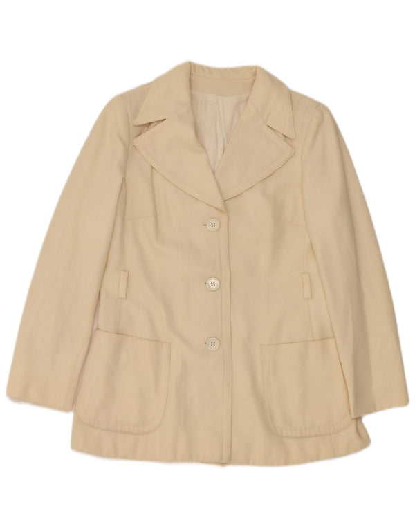 Giacca blazer vintage da donna a 3 bottoni IT 46 grande bianco sporco