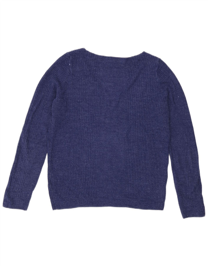 Maglione maglione con scollo a V da donna Marks & Spencer UK 14 Blu medio screziato