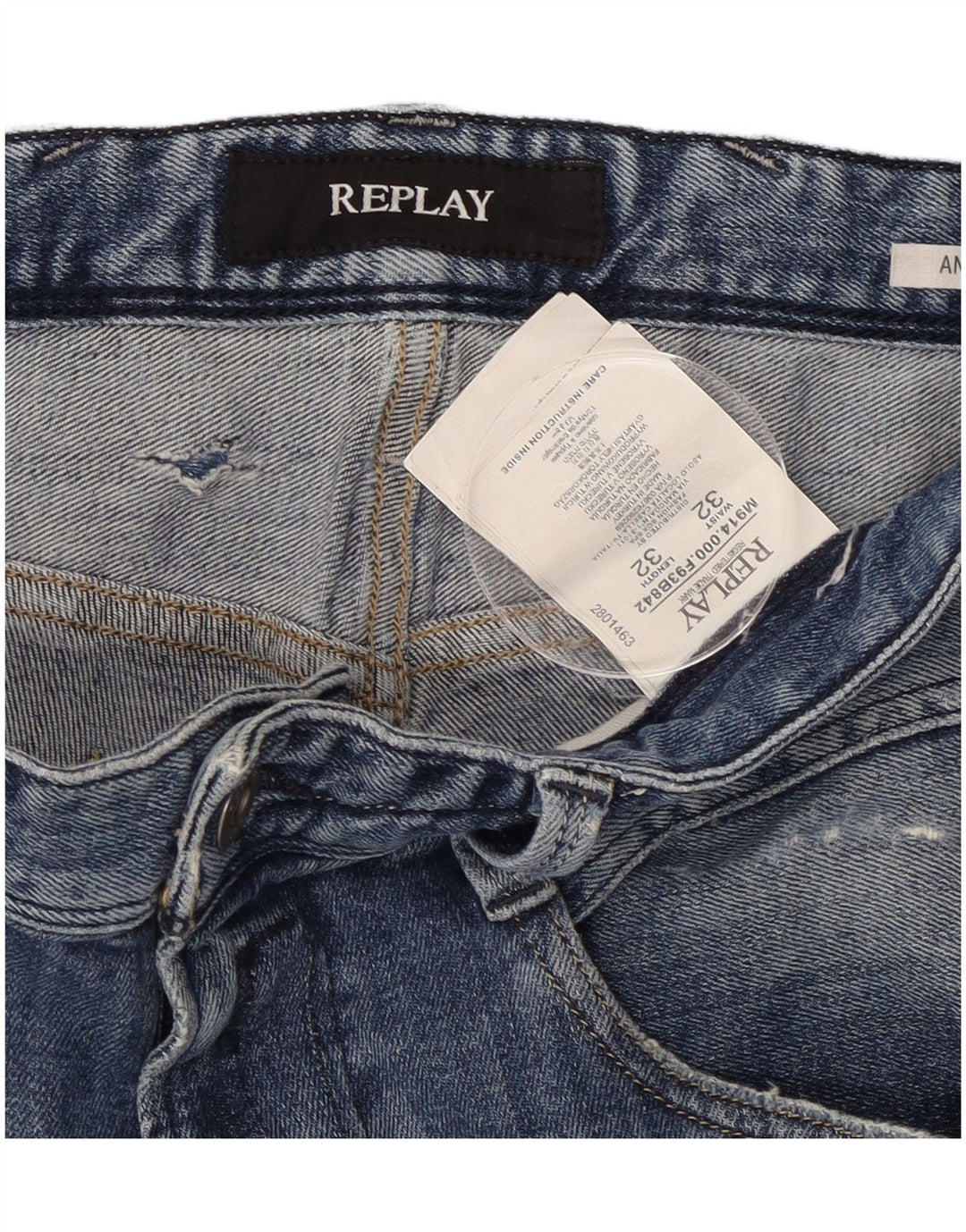 REPLAY Jeans slim invecchiati Anbass da donna W32 L32 cotone blu