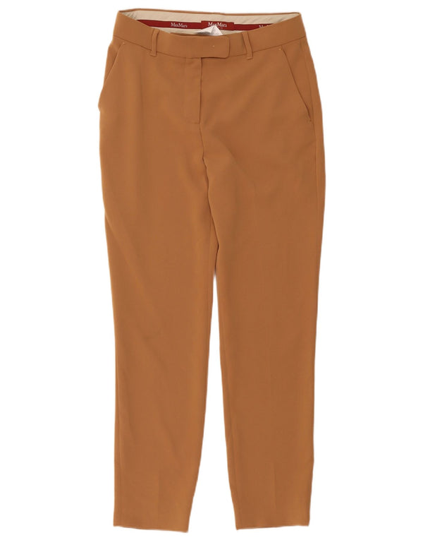 Max Mara Womens Crop Suit Trousers UK 8 Small W30 L25 Beige Acetate