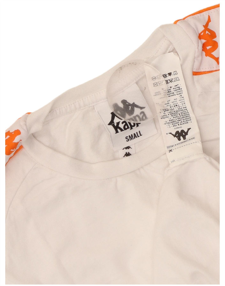 T-shirt grafica da donna Kappa Top UK 10 piccola in cotone bianco