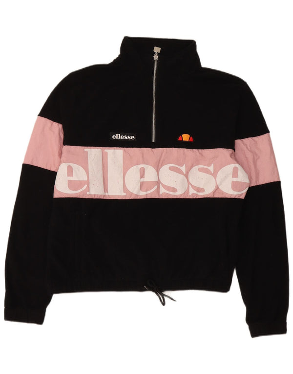 Maglione da donna in pile con grafica oversize Ellesse UK 8 Small Black Colourblock