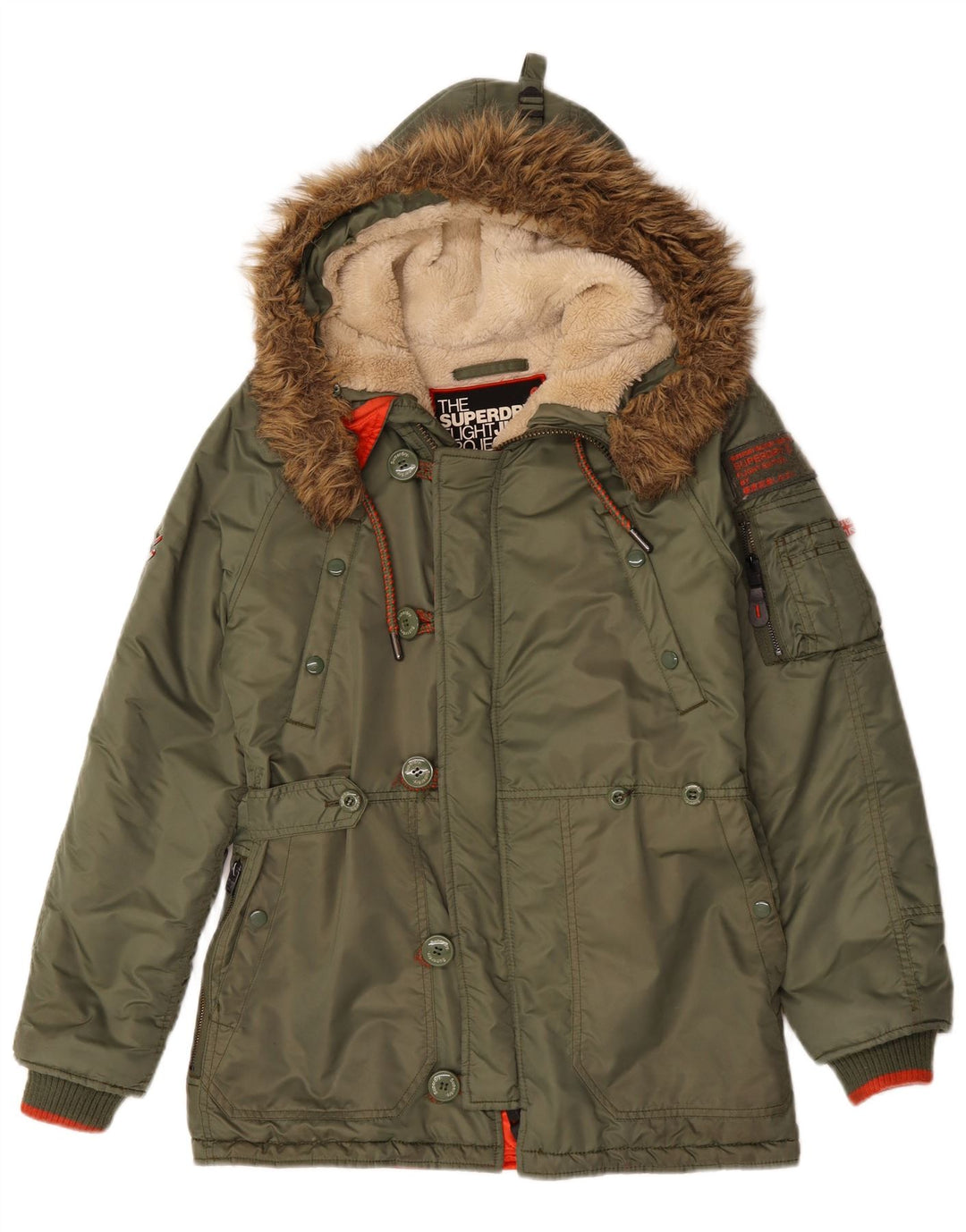 Parka da uomo con cappuccio SUPERDRY UK 36 piccolo nylon verde