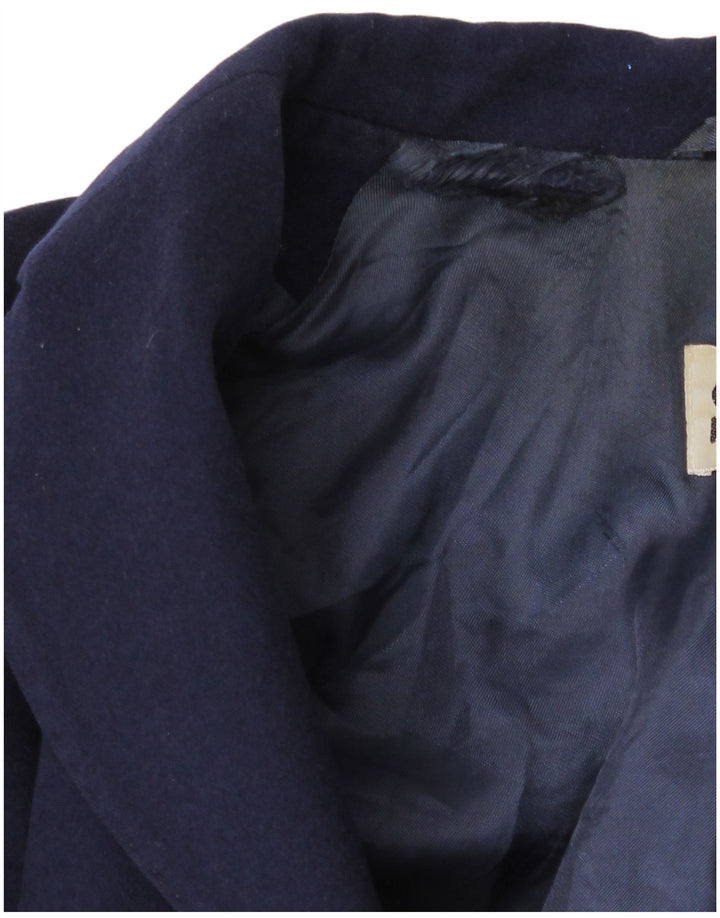 Giacca blazer vintage da donna lunga a 3 bottoni UK 14 medio blu navy