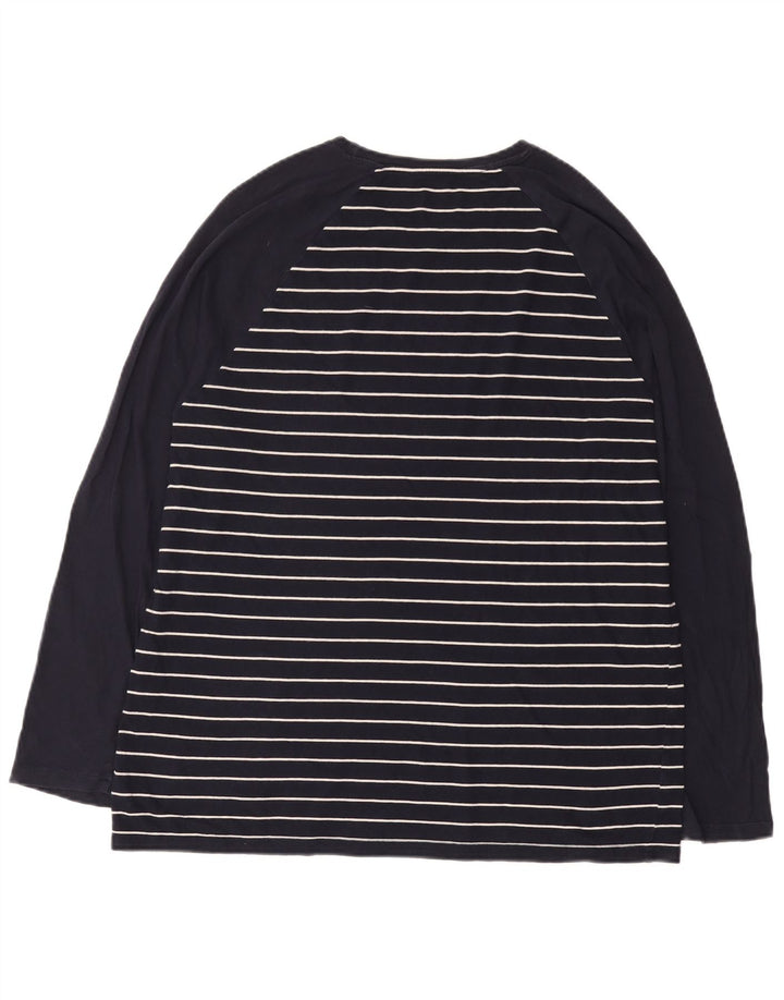 Marks & Spencer Top da uomo a maniche lunghe XL in cotone a righe blu navy