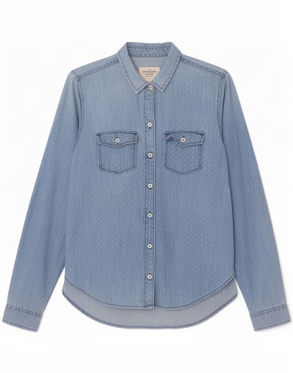 Camicia da donna Abercrombie & Fitch UK 14 Cotone maculato blu medio