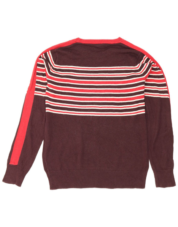 Gap Donna Maglione con scollo a barca Maglione UK 10 Piccolo cotone a righe marroni