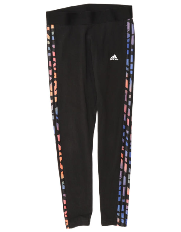 Leggings grafici da donna Adidas UK 12/14 cotone nero medio