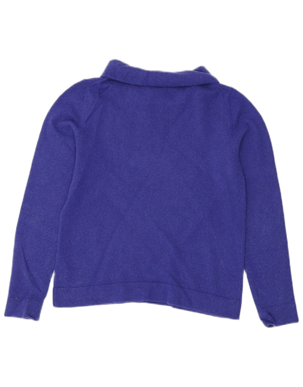 HOBBS Womens Crop Roll Neck Jumper Sweater UK 10 Small Blue Merino Wool