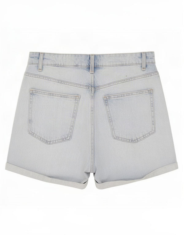 Pantaloncini di jeans a vita alta da donna Zara EU 42 Large W32 cotone blu