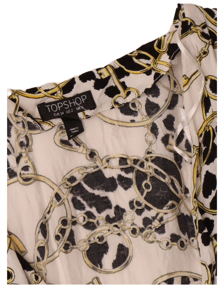 Topshop Cardigan avvolgente oversize da donna con motivo astratto oversize UK 6 XS Bianco