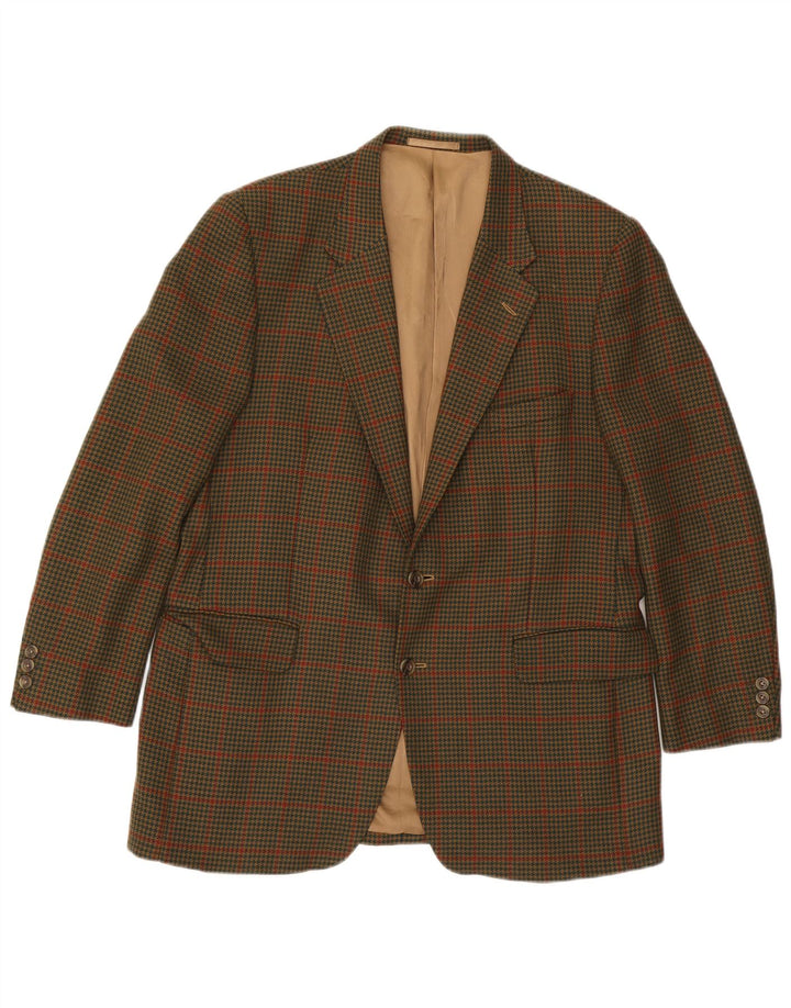 Gieves & Hawkes Giacca blazer a 2 bottoni da uomo UK 44 2XL Pied de poule kaki