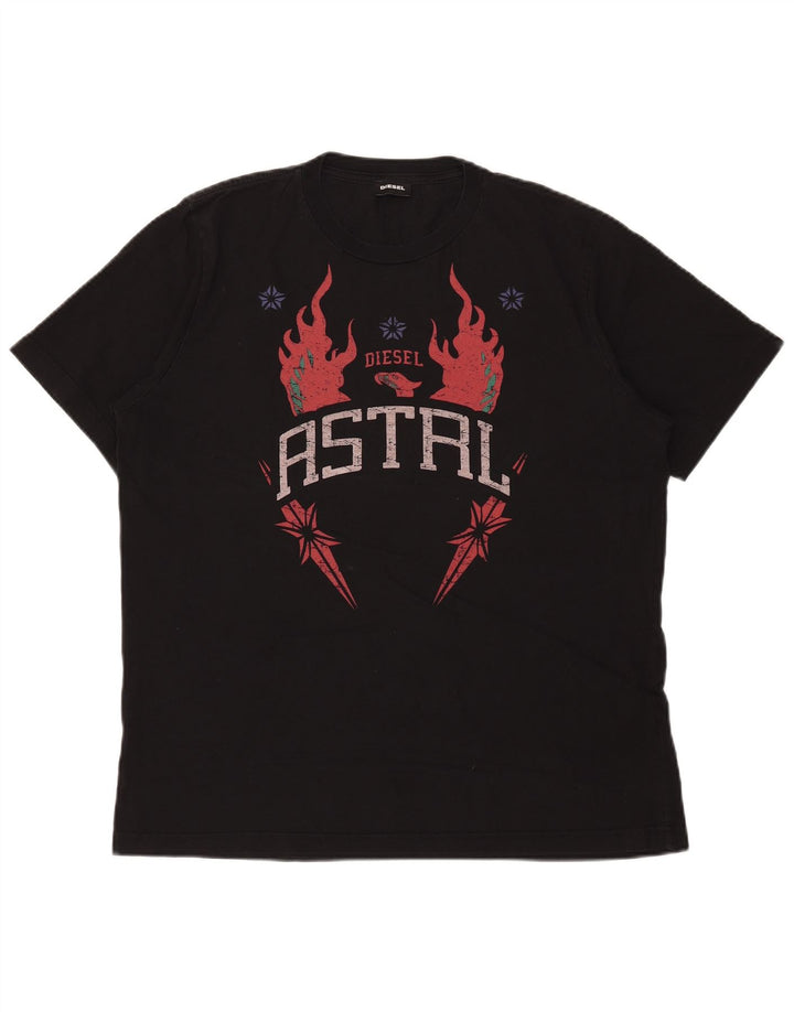 T-shirt grafica da uomo Diesel Top grande in cotone nero