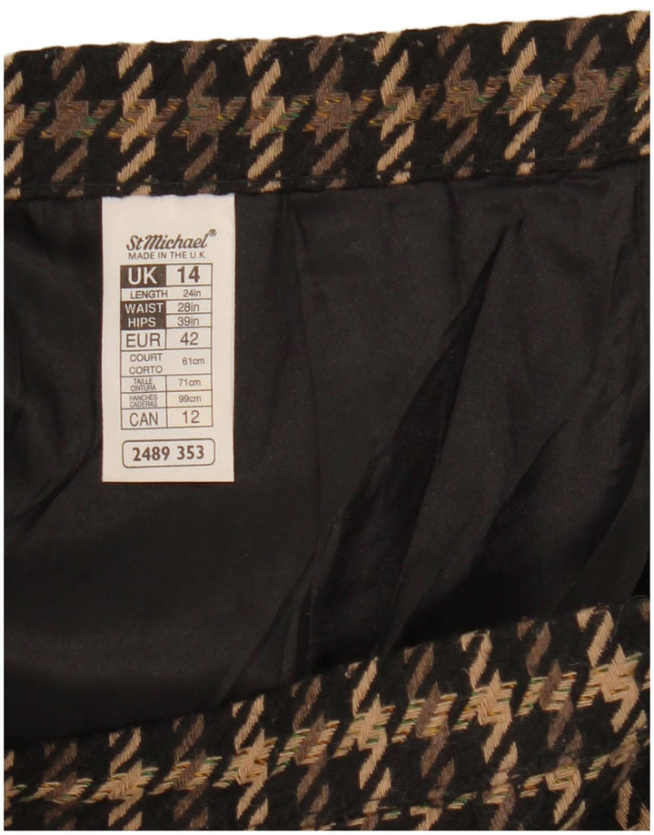 Gonna a tubino da donna Marks & Spencer UK 14 media W28 acrilico a quadri marrone