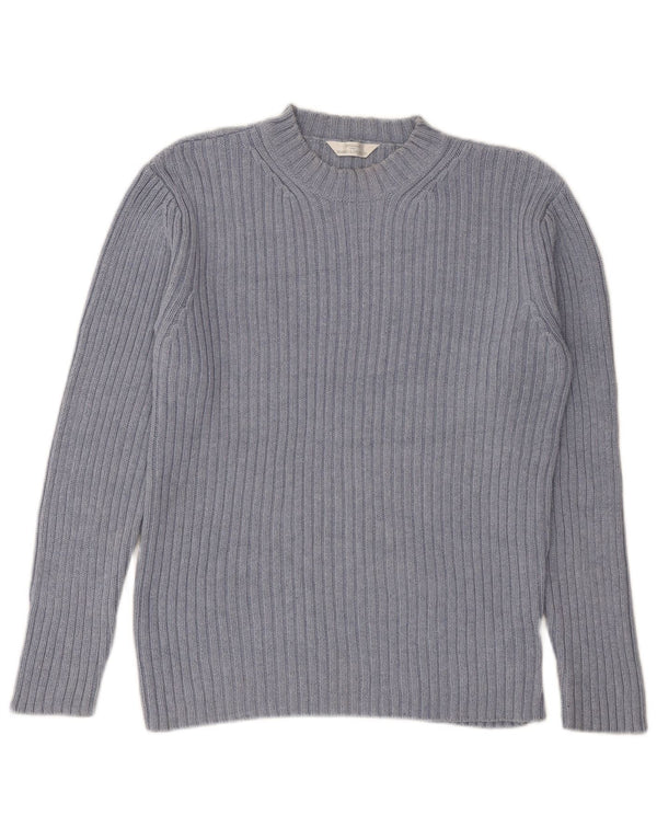 Marks & Spencer Mens Crew Neck Jumper Sweater Medium Blue Cotton