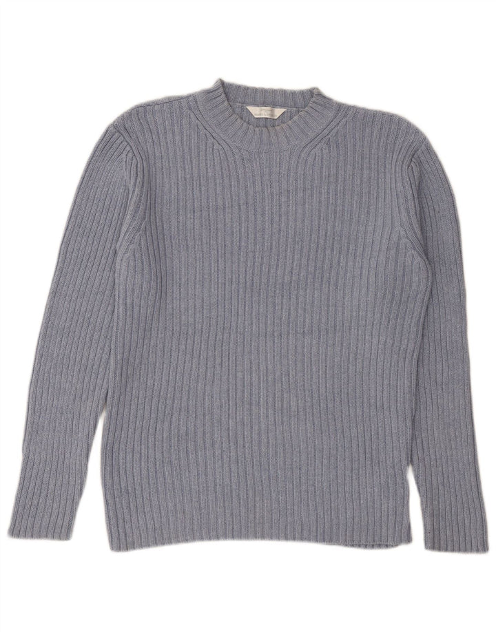Maglione maglione girocollo da uomo Marks & Spencer in cotone blu medio