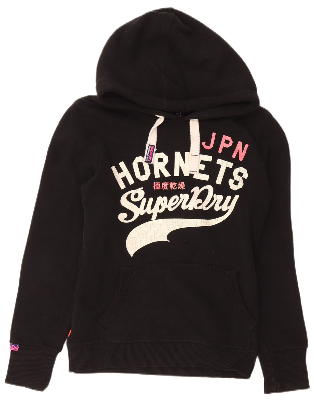 Felpa con cappuccio grafica da uomo Superdry Hornets UK 10 Small in cotone nero
