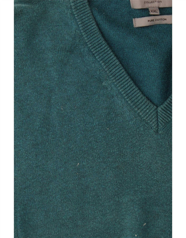Maglione maglione con scollo a V da uomo Marks & Spencer 2XL cotone blu