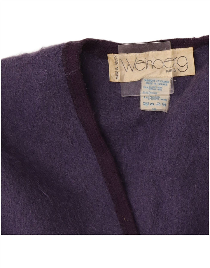 Cappotto poncho aperto da donna Weinberg UK 16 grande lana viola