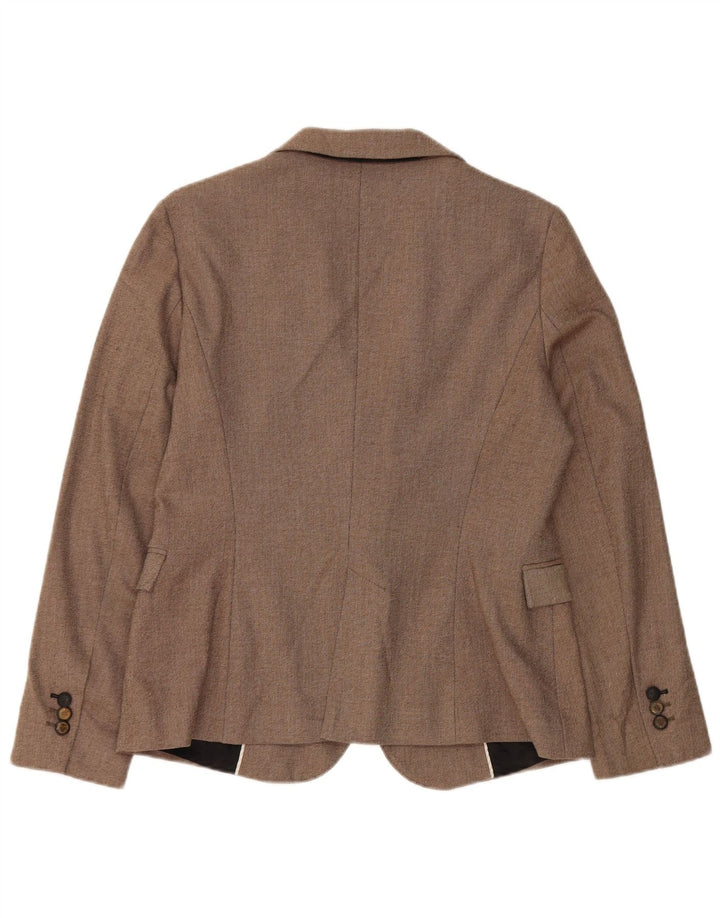 Giacca blazer a 1 bottone da donna Zara UK 14 grande poliestere marrone