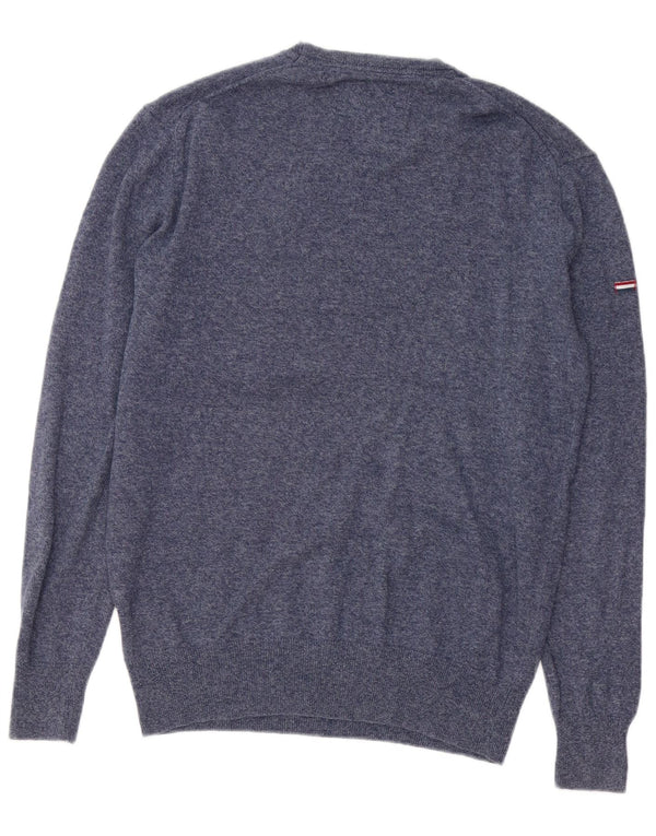Maglione da uomo girocollo SUPERDRY in cotone screziato blu navy medio
