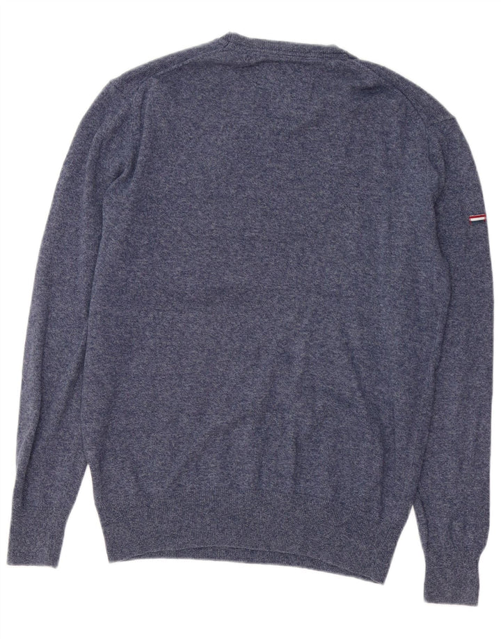 Maglione da uomo girocollo SUPERDRY in cotone screziato blu navy medio