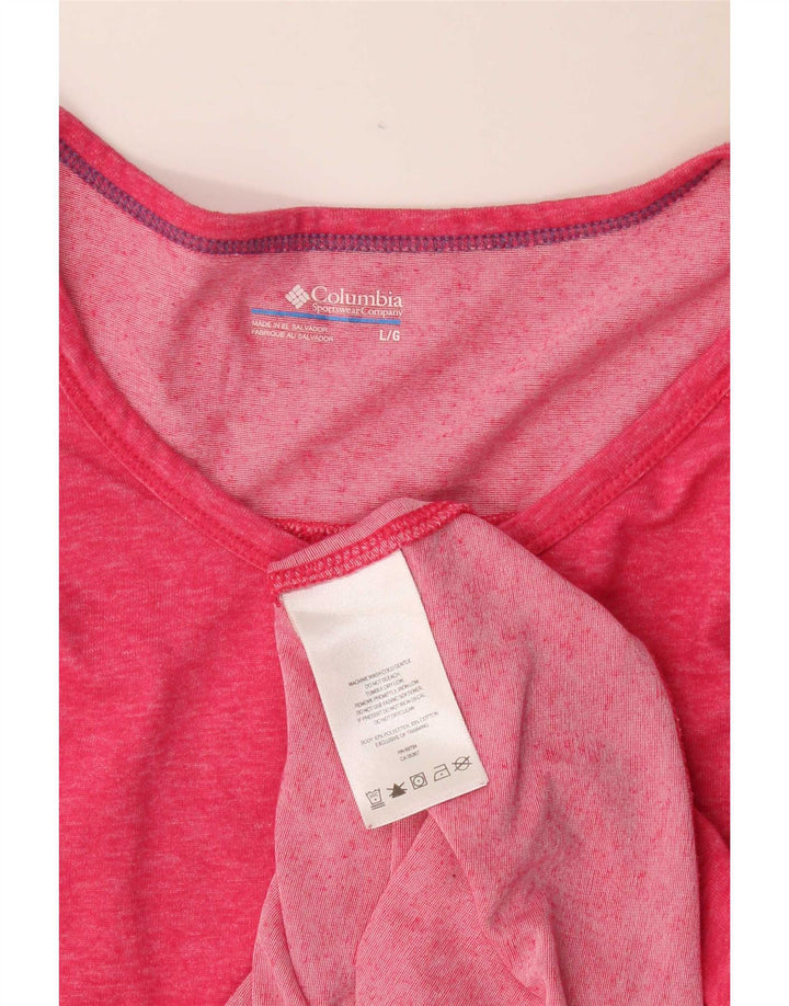 Maglietta da donna Columbia UK 14 grande poliestere chiazzato rosa