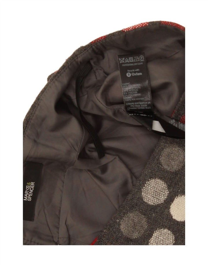 Gonna dritta da donna Marks & Spencer UK 12 media W30 a pois grigi