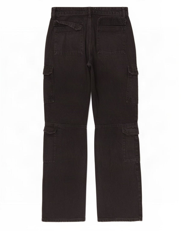 Jeans dritti cargo da donna Zara EU 38 piccoli W28 L31 neri