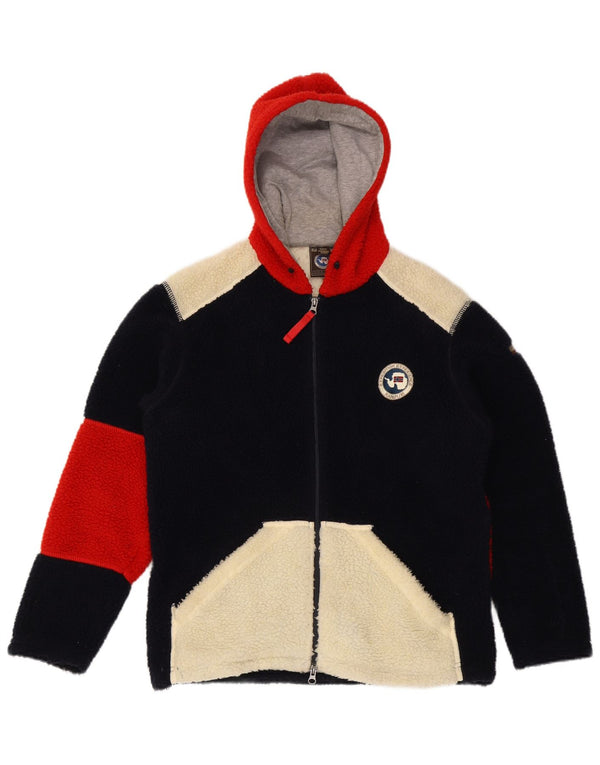 Giacca in pile con cappuccio da uomo Napapijri UK 34 XS Poliestere color block nero