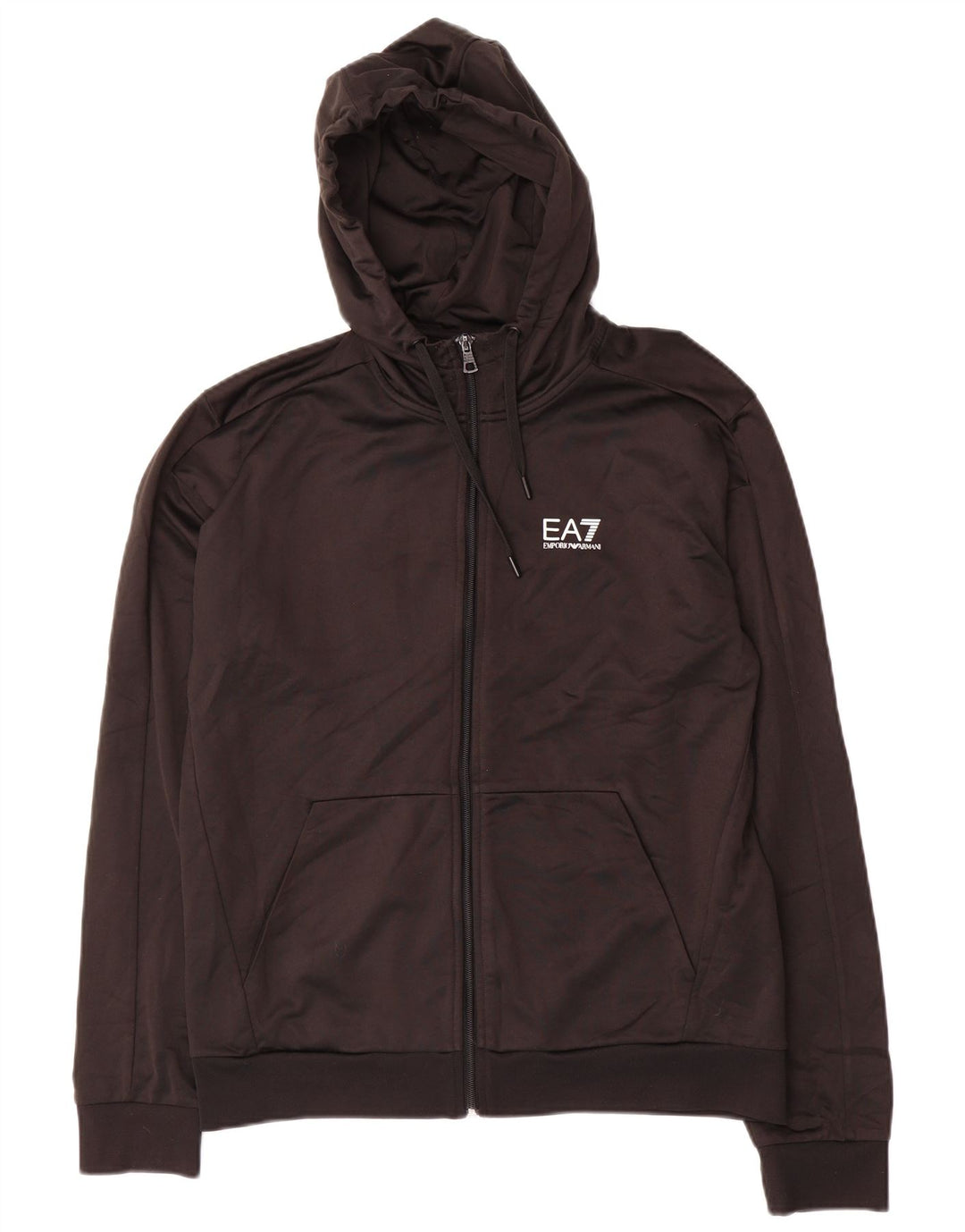 Felpa con cappuccio e zip grafica da uomo Emporio Armani in poliestere nero medio