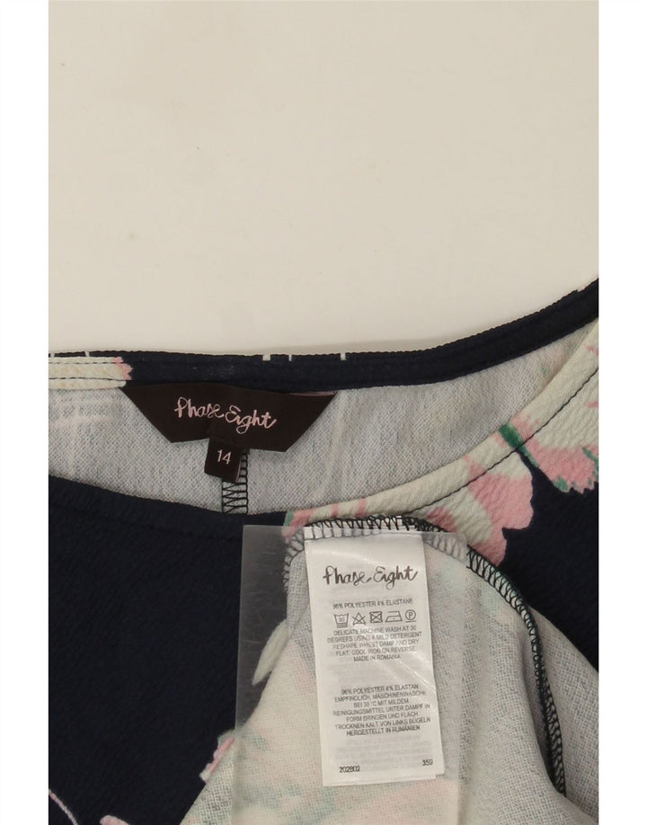 Abito tubino da donna Phase Eight UK 14 Grande poliestere floreale blu navy