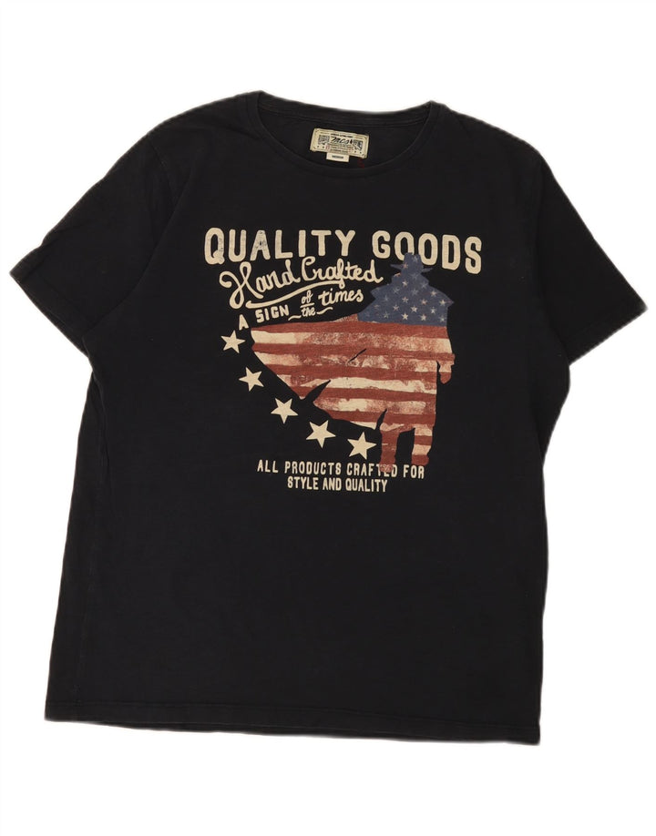 T-shirt grafica da uomo Marlboro Classics Top in cotone blu navy medio