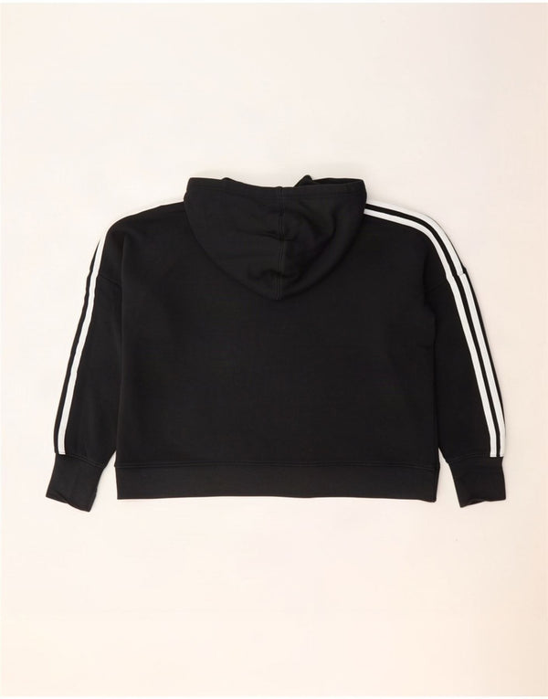 Maglione con cappuccio oversize corto da donna Adidas UK 12 cotone nero medio