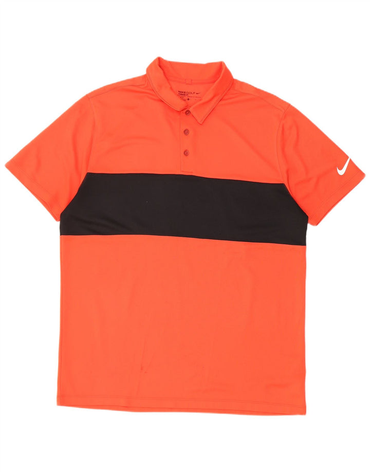 Polo Nike da uomo Dri Fit grande in poliestere color block arancione
