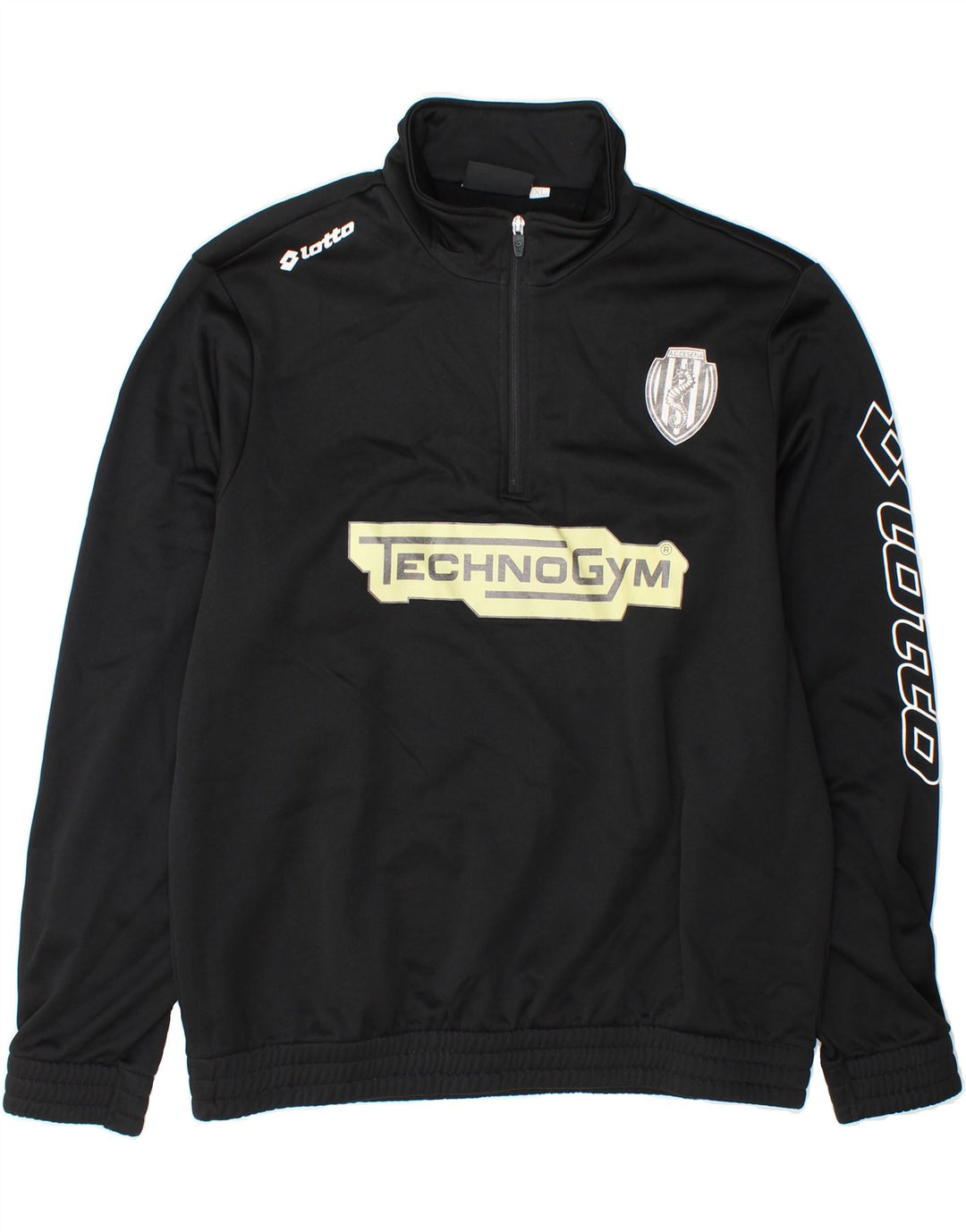 LOTTO Mens Graphic Zip Neck Pullover Tracksuit Top XL Black Polyester Vintage Lotto and Second-Hand Lotto from Messina Hembry 