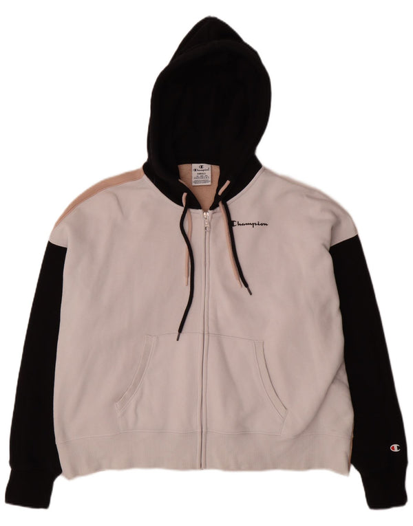Felpa con cappuccio e zip da donna Champion UK 10 Small Off White Colourblock