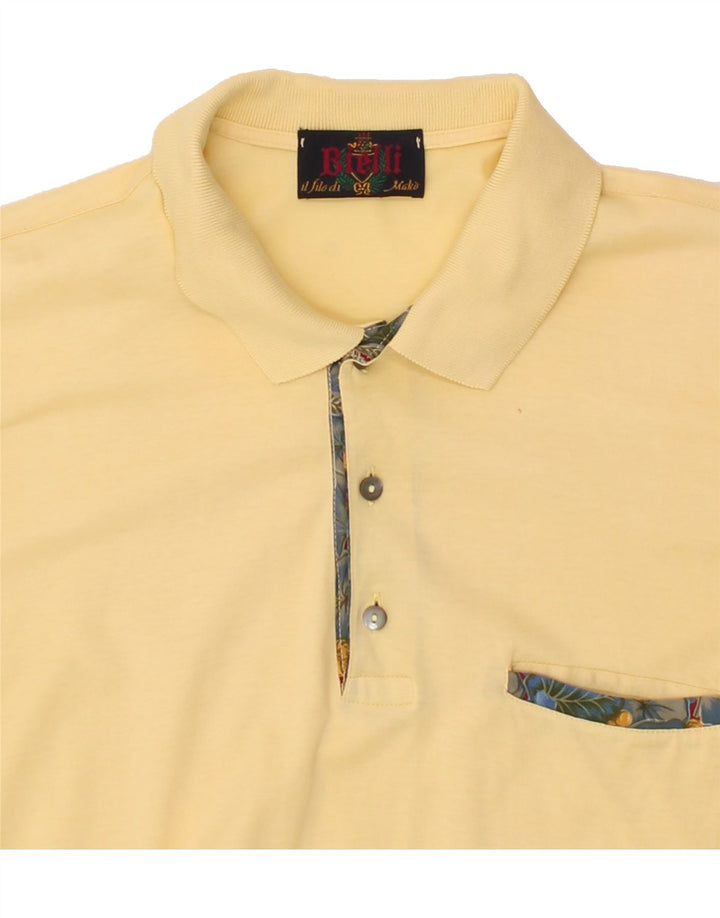 VINTAGE Mens Polo Shirt Medium Yellow Cotton Vintage Vintage and Second-Hand Vintage from Messina Hembry 