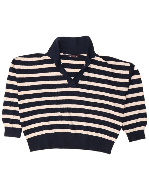 Maglione maglione collo alto da donna Marks & Spencer UK 16 grande blu navy