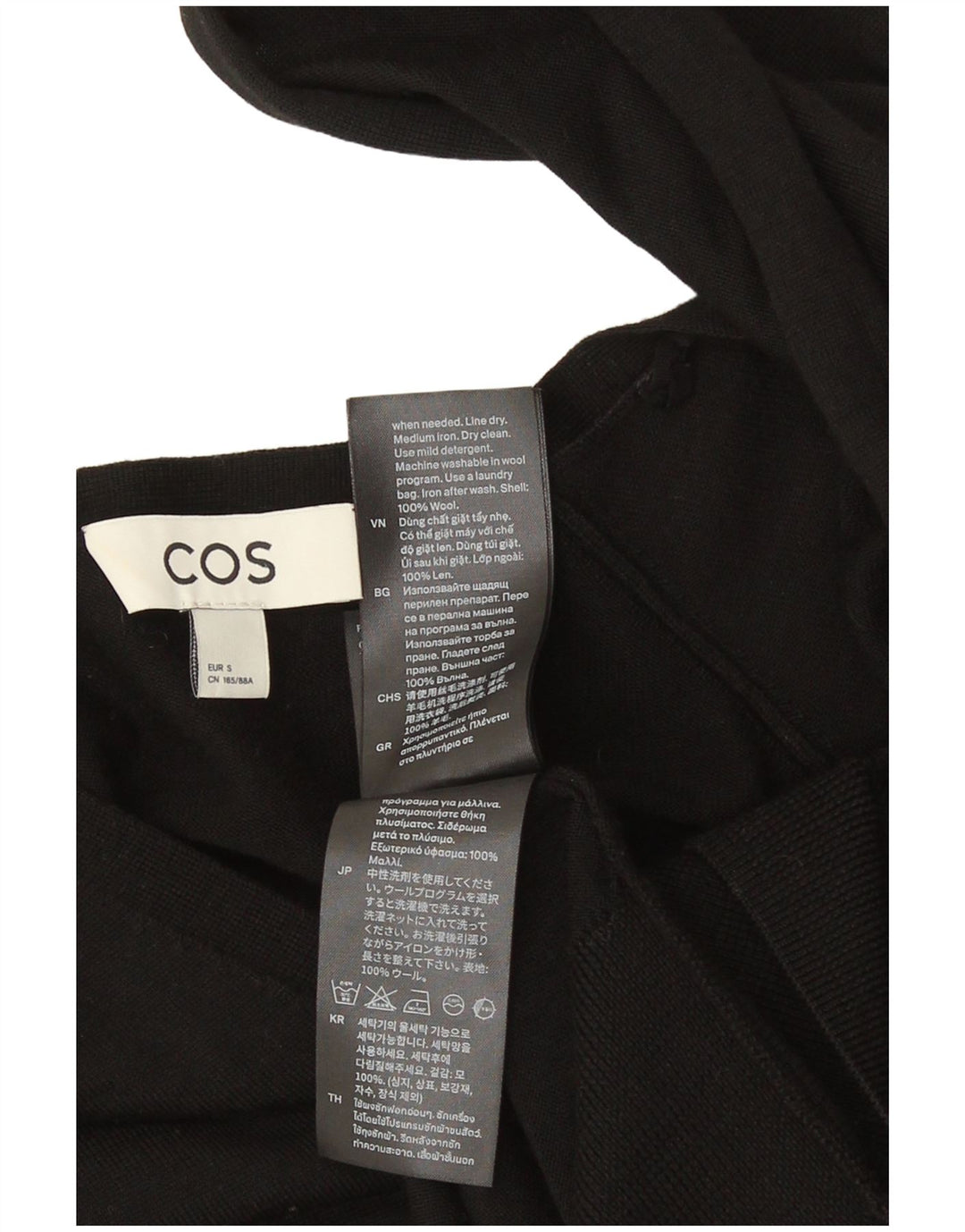 Maglione da donna oversize con scollo a V Cos UK 10 piccolo in lana nera