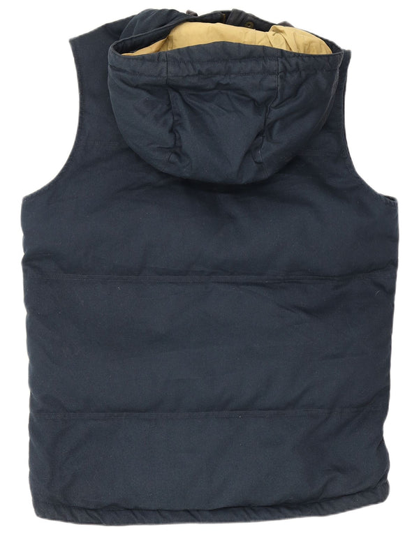 Jack Wills Mens Hooded Padded Gilet UK 34 XS Navy Blue Polyester