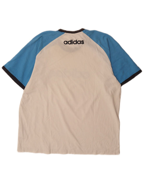 T-shirt grafica da uomo Adidas Top XL in cotone color block bianco