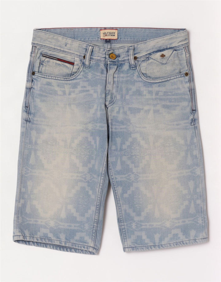 Pantaloncini di jeans da uomo Tommy Hilfiger W29 Cotone geometrico blu medio